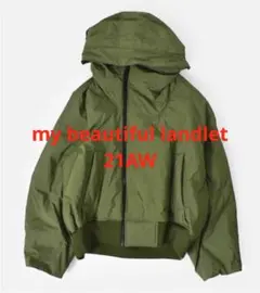 【21AW my beautiful landlet ショートダウン カーキ】のサムネイル