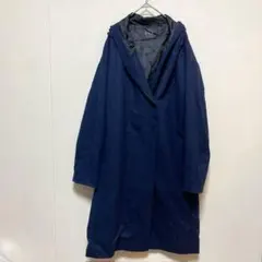 フール【38】ロング丈 コート チェスター 襟付き 無地 紺 ポリエステルのサムネイル