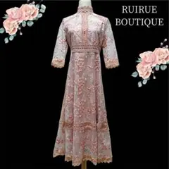 ルイルエブティック　フラワー刺繍レースワンピース　パーティードレス　ピンク　Lのサムネイル