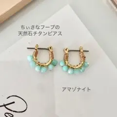 【アマゾナイトのチタンフープピアス】3mm
