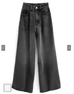 【GRL】ブラック ワイドデニムパンツ M