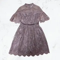 極美品　Lily Brown コード刺繍ドレス 膝丈ワンピース　オケージョン