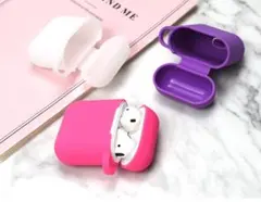 AirPods 用 シリコンカバー 第二世代対応 カラビナ付き   ピンク