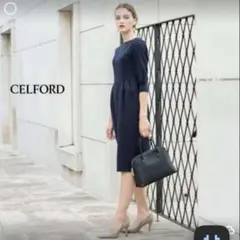 セルフォードcelfordボートネックタックタイトワンピース石原さとみ佳子様