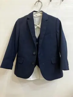 ネイビー フォーマルジャケット ベスト シャツ 3点セット