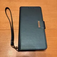 ダークグリーン 手帳型ケース ストラップ付き