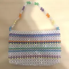 ハンドメイド ビーズバッグ クリア マルチカラー Y2K 韓国 古着