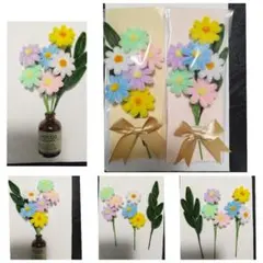 パステルカラーのモールフラワー花束