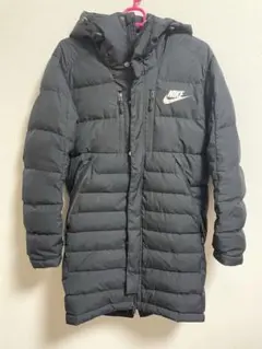 Nike フード付きダウンコート ベンチコート 黒　ナイキ　ロング　S 肉厚