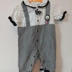 チェック　タキシード風　フォーマルロンパース 70-80cm