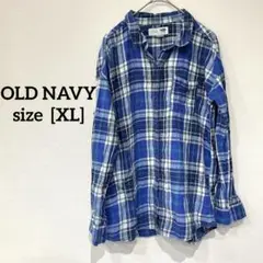 OLD NAVY [XL] ボーイフレンドシャツ ブルー 秋冬
