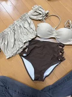 セパレート水着 Mサイズ ベージュ・ブラウン