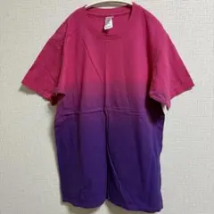 メンズ　半袖Tシャツ　ピンク×パープル　M　未使用　美品　シンプル　ラフ　部屋着