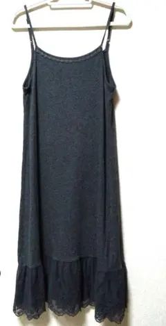 【chocol raffine robe】キャミワンピース グレー レース裾