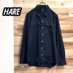 HARE ハレ ブラックシャツ 長袖 ポケット付き ユニセックス S 羽織物