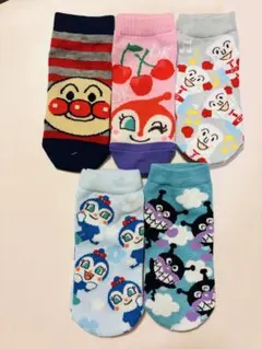 新品！アンパンマン　バイキンマン コキンちゃん　靴下　大人用　5足セット