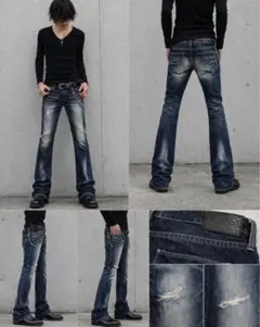 しゅー様専用FUGA 汚し加工 鬼ヒゲ 立体デニム Y2K グランジ アーカイブ