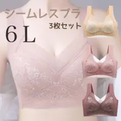 シームレスブラ ノンワイヤー 6Ｌ 3枚 美胸 着痩せ 5XL 大きめ 細見え