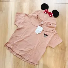 【130/タグ付き新品】フタフタ×ミニー 耳付きセーラー襟 半袖Tシャツトップス