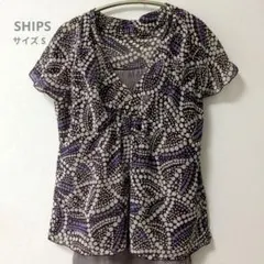 ドット柄 シフォン 半袖 ブラウス Vネックのサムネイル