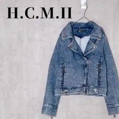 H.C.M.II　Y2K　デニム風ライダースジャケット　綿混　インディゴ　関ファ
