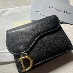 最終値下げDior サドルロータスウォレット ブラック レザー 三つ折り財布