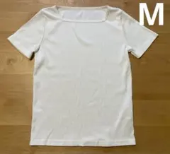 【美品】神戸レタス　スクエアネックリブ半袖TシャツM