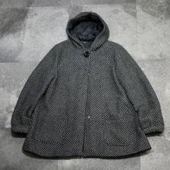 古着 デザイン ウールジャケット フーディ ジャケット ハーフコート ブラック