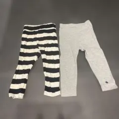 ストライプ＆グレー レギンス2枚セット 90㎝
