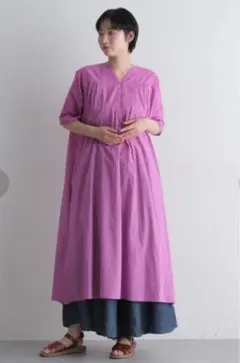 新品タグ付studioCLIP 刺繍スキッパーワンピース　ピンク