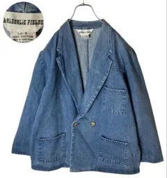 レトロ古着ライトブルーカラーリング ダブルデザインデニムジャケット