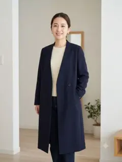 ジャーナルスタンダード レサージュ ノーカラー ダブルボタン ロングコートのサムネイル