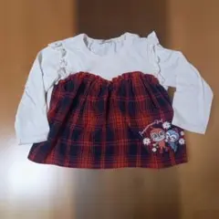 アンパンマン ドキンちゃん　コキンちゃん　90　長袖Tシャツ　チェック柄