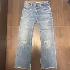 ZARA フレアカット ダメージデニム ライトブルー