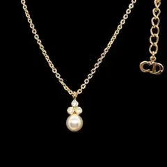美品✨クリスチャンディオール ネックレス パール ゴールド ラインストーン 箱付