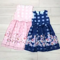 ★2点セット【組曲】姉妹お揃い　パネルフラワーワンピース