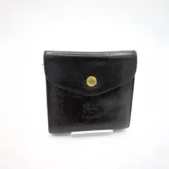 IL BISONTE イルビゾンテ 二つ折り財布 黒 本革 ロゴ レザー