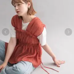 KBF ノースリーブギャザーブラウス　フリーサイズ