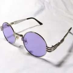 ラウンド サングラス シルバーフレーム パープルレンズ 新品