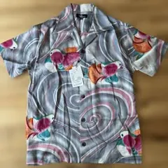 美品】Pagong 絹 シルク100% 京友禅 アロハシャツ 和柄 ピンク S 