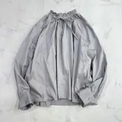 Ballsey ボールジー 長袖 ブラウス サテン フリル ハイカウント 無地