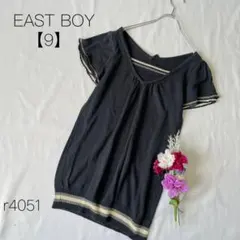 イーストボーイ　半袖ニット　サマーニット　肩フレア　ウール混　ネイビー【9】M