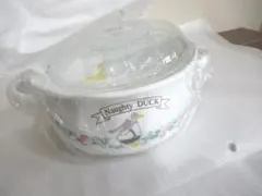 Naughty DUCK ホーロー両手鍋 ガラス蓋付き 花柄 昭和レトロのサムネイル