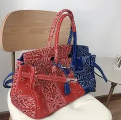 赤青☆ペイズリー☆ハンドバッグ