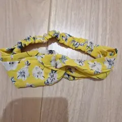 【未使用】イエロー花柄ベビーヘアバンド