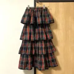 Meridianタータンチェック ティアードスカート　秋服 ビンテージ