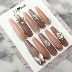 【ネイルチップ】ワンホンネイル 結婚式 卒業式 お呼ばれ キレイめ 蝶々 41