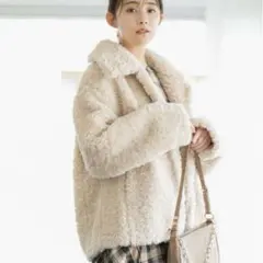 VIS ボアブルゾン　ベージュ　アイボリー