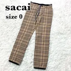 sacai イージーパンツ　スラックス　チェック柄　ドローコード　size0のサムネイル
