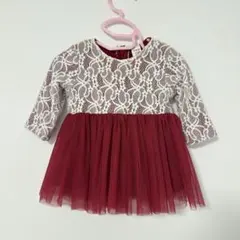 SHEIN ベビー ドレス レース チュール 赤　結婚式　発表会のサムネイル